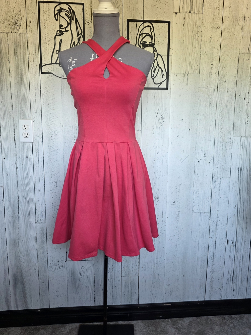 Impress Pink Fit & Flare Cross Front Dress NWT Size Medium